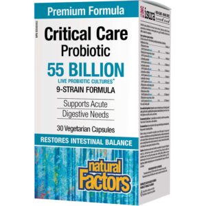 Natural Factors Critical Care Probiotic 55 Billion Live Probiotic, 55 Billion Active cells, 30 Veggie Capsules